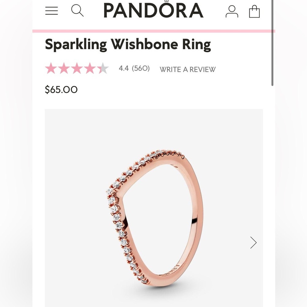 3 Pandora Wishbone Pinky Rings Rose gold and Sterling Silver Size 3 - Picture 7 of 11